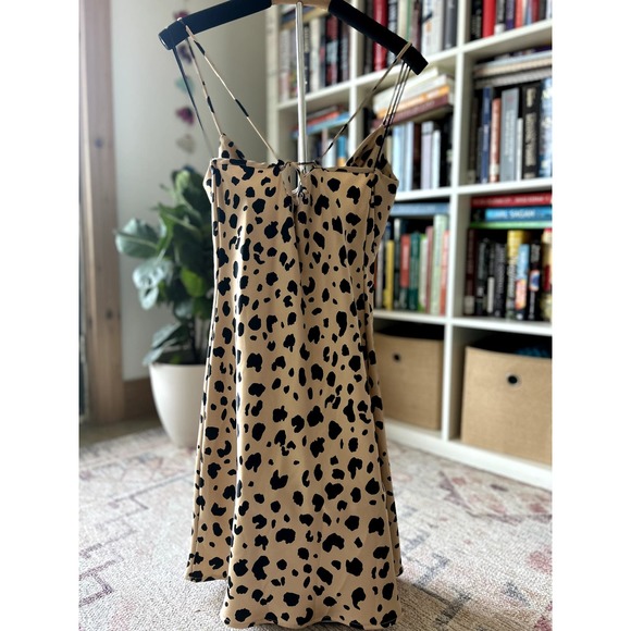 Renee C. leopard spaghetti strap cami slip dress size small - Picture 1 of 8